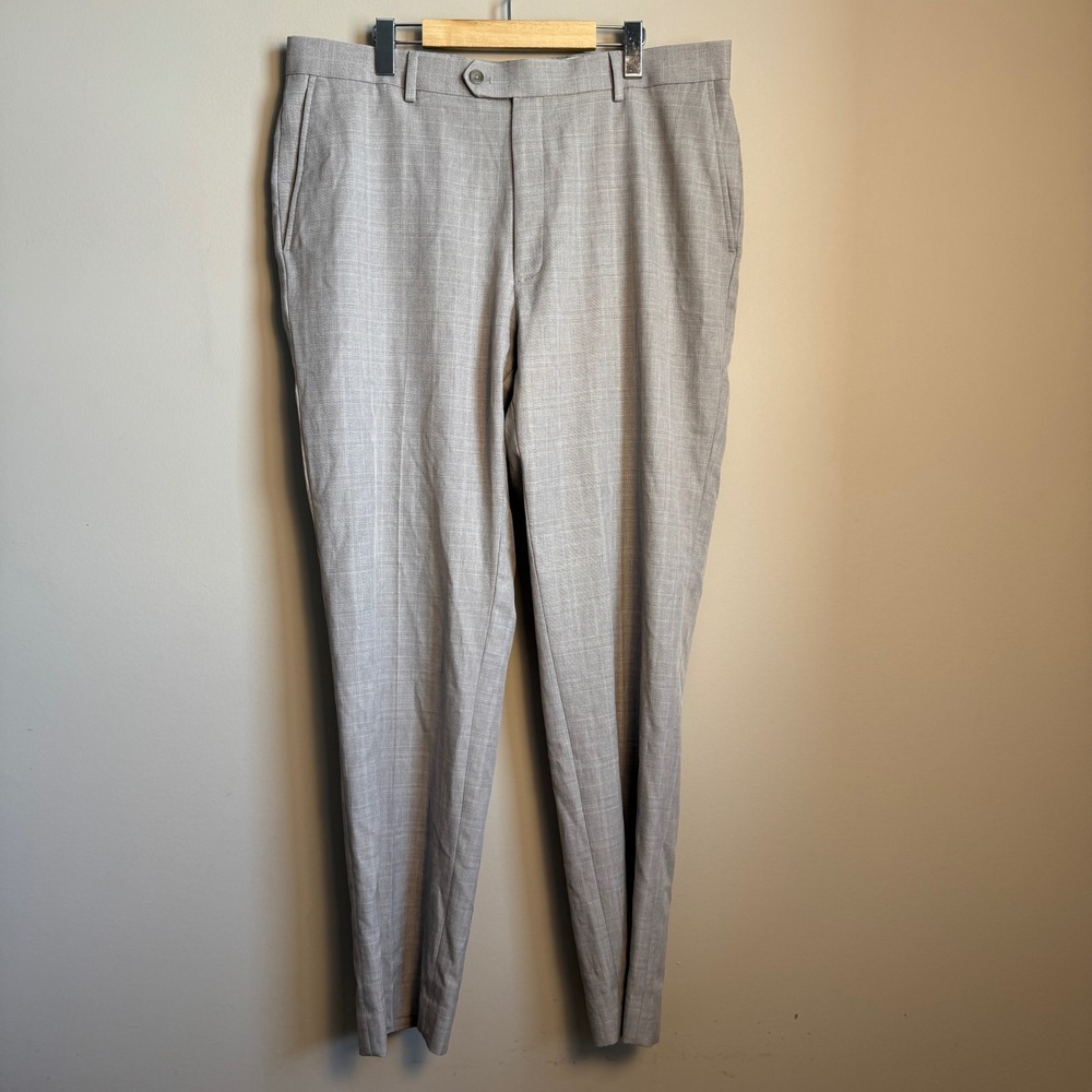 Saddlebred Mens Light Gray Plaid Dress Pants Trousers 38W‎ x 32L Business Formal
